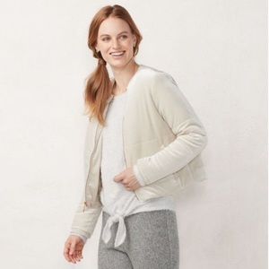 LC Lauren Conrad Ivory Velvet Zip Jackets XS